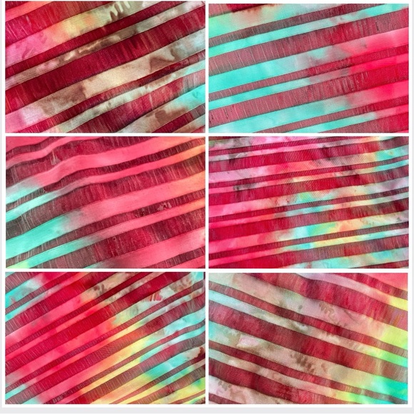 Y2K Top with sheer & opaque multicoloured stripes over light burgundy camisole - Picture 3 of 16